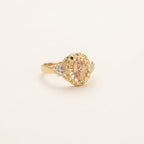 Real 14K Gold Virgin Mary Ring with gemstone – quinceañera jewelry Oro Quince