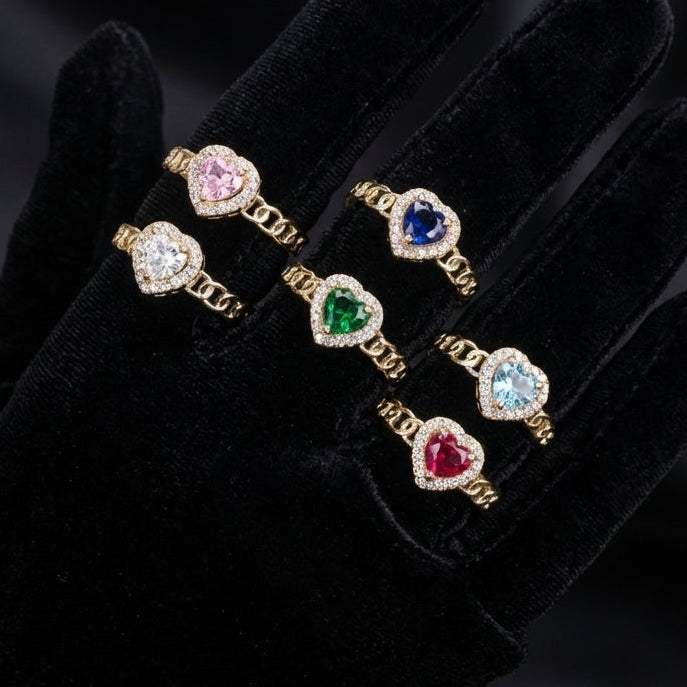 Real 10K Gold Heart Ring with gemstone options – sweet 15 birthstone ring solid gold