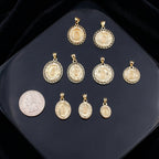 10K gold Virgin Mary pendants size reference – dijes Virgen María quinceañera oro real