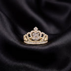 Real 14K Gold Tiara Ring on cream background – sweet 15 crown ring solid gold