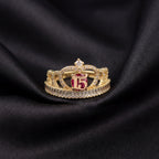 14K gold quinceañera ring with red stone – anillo de 15 años piedra roja oro real