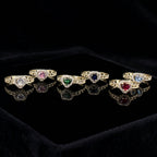 10K quinceañera heart ring with birthstone detail – anillo de corazón oro real 10K