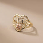 Real 10K Gold Heart 15th Ring – anillo de corazón quinceañera 15 años oro 10K – Oro Quince