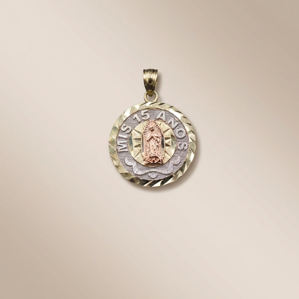 Real 10K Gold Mis 15 Anos Pendant – dije mis 15 años en oro 10K real – Oro Quince