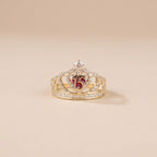 Real 14K Gold Quinceañera Ring Red Stone – anillo de quinceañera corona oro 14K rojo