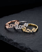 Real 10K Gold Love Ring set in rose gold silver and yellow gold – quinceañera gift