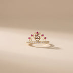 Real 10K Gold Quinceañera Heart Ring profile – solid gold sweet 15 pink stones