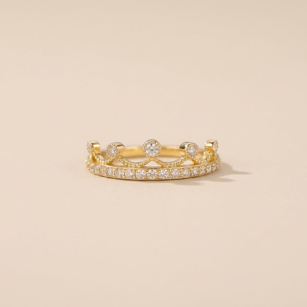 Real 10K Gold Quinceañera Crown Ring – anillo de corona 15 años oro 10K – Oro Quince