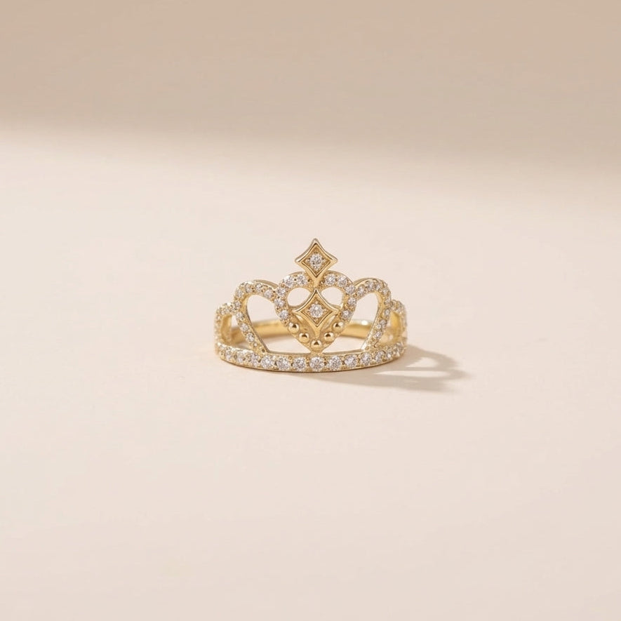Real 14K Gold Quinceañera Crown Ring – anillo de corona quinceañera en oro 14K – Oro Quince