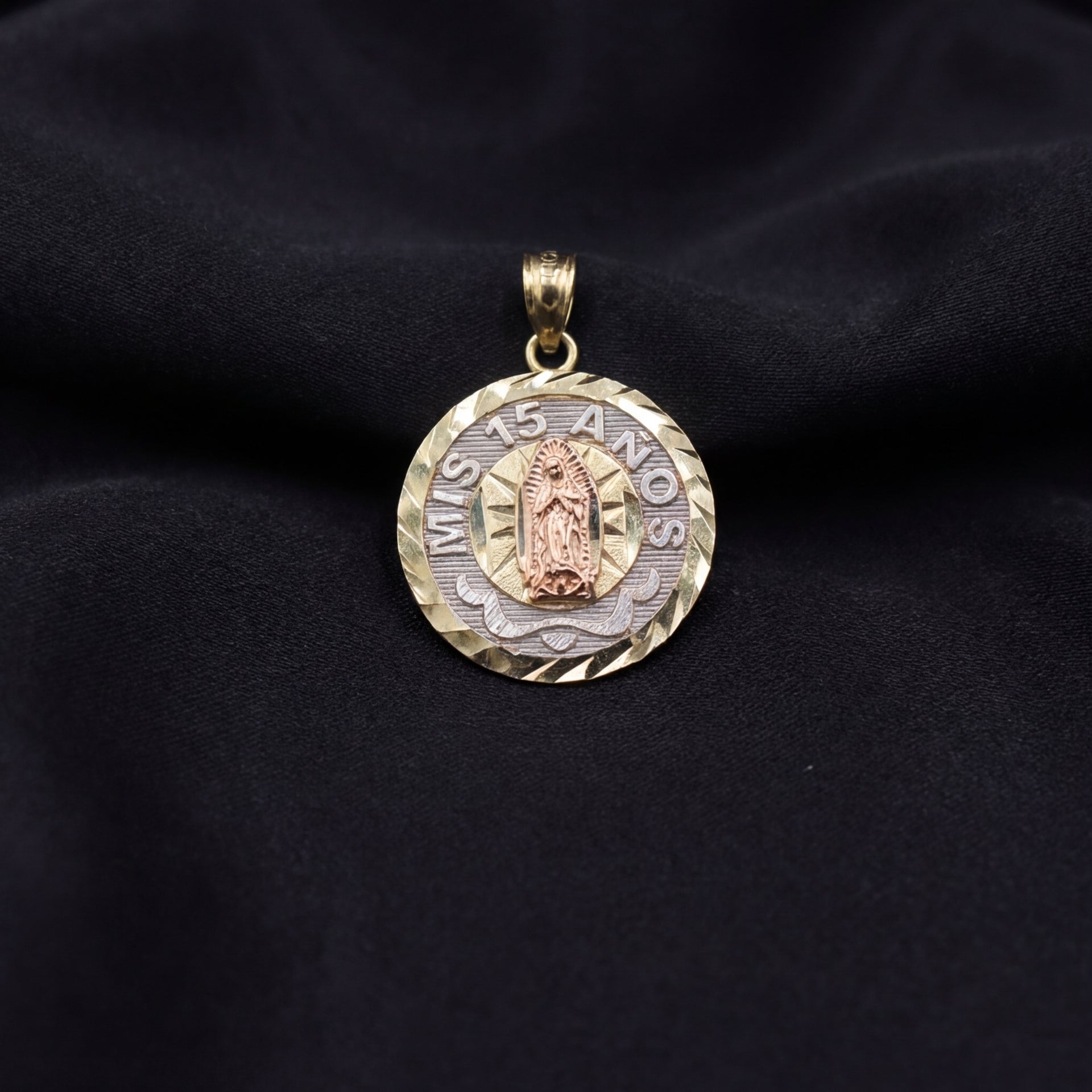 Real 10K Quinceañera Mis 15 Anos Charm on chain – solid gold sweet 15 pendant