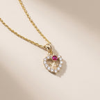 Real 10K Gold Heart Rose Pendant – dije de corazón con rosa oro 10K quinceañera