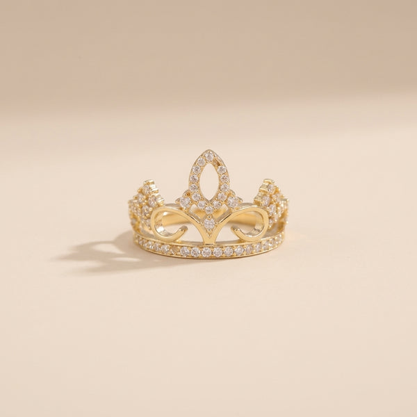 Real 10K Gold Quinceañera Crown Ring – anillo corona quinceañera oro 10K – Oro Quince