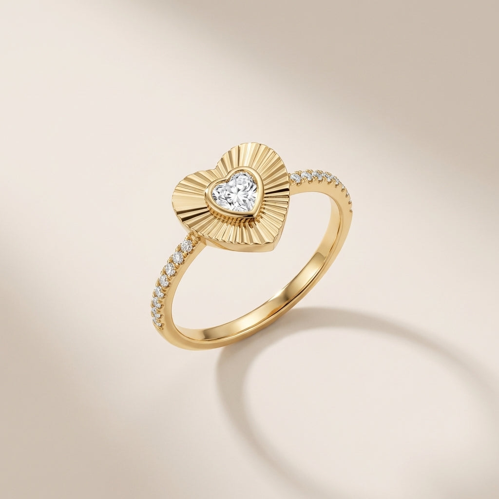 Real 10K Gold Heart Ring – anillo de corazón quinceañera en oro 10K – Oro Quince