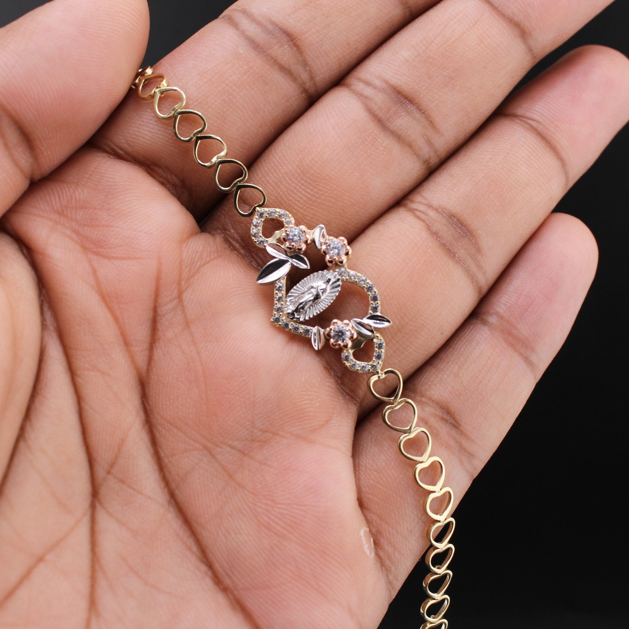 10K YG Virgin Mary Bracelet 7in (3.6g)