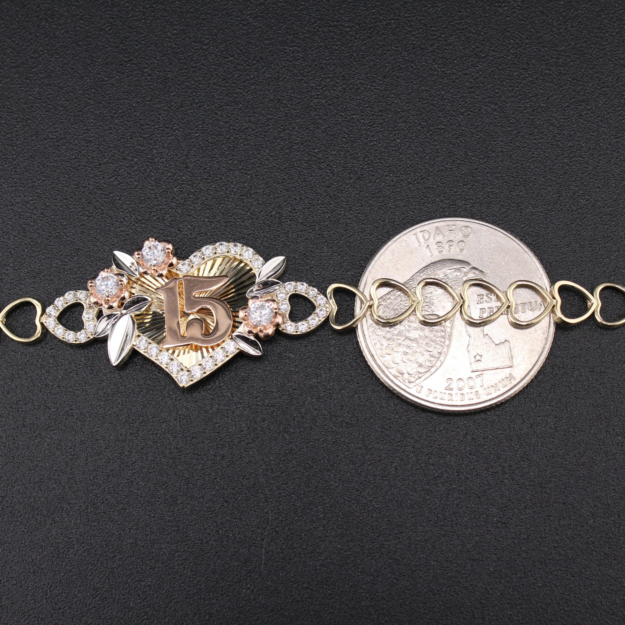 10K YG Quince Heart Bracelet 7in (5.3g)