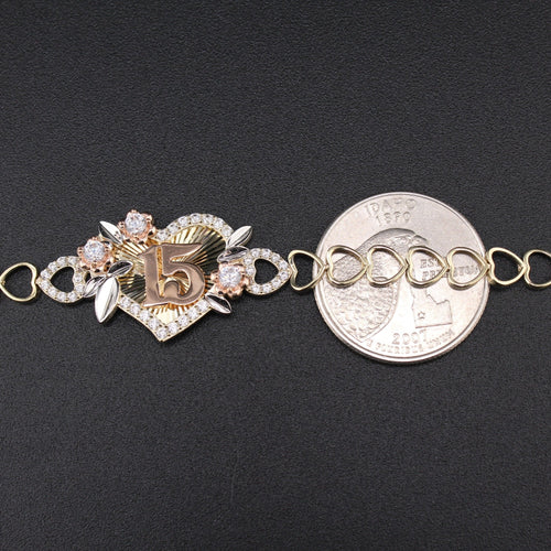 10K YG Quince Heart Bracelet 7in (5.3g)
