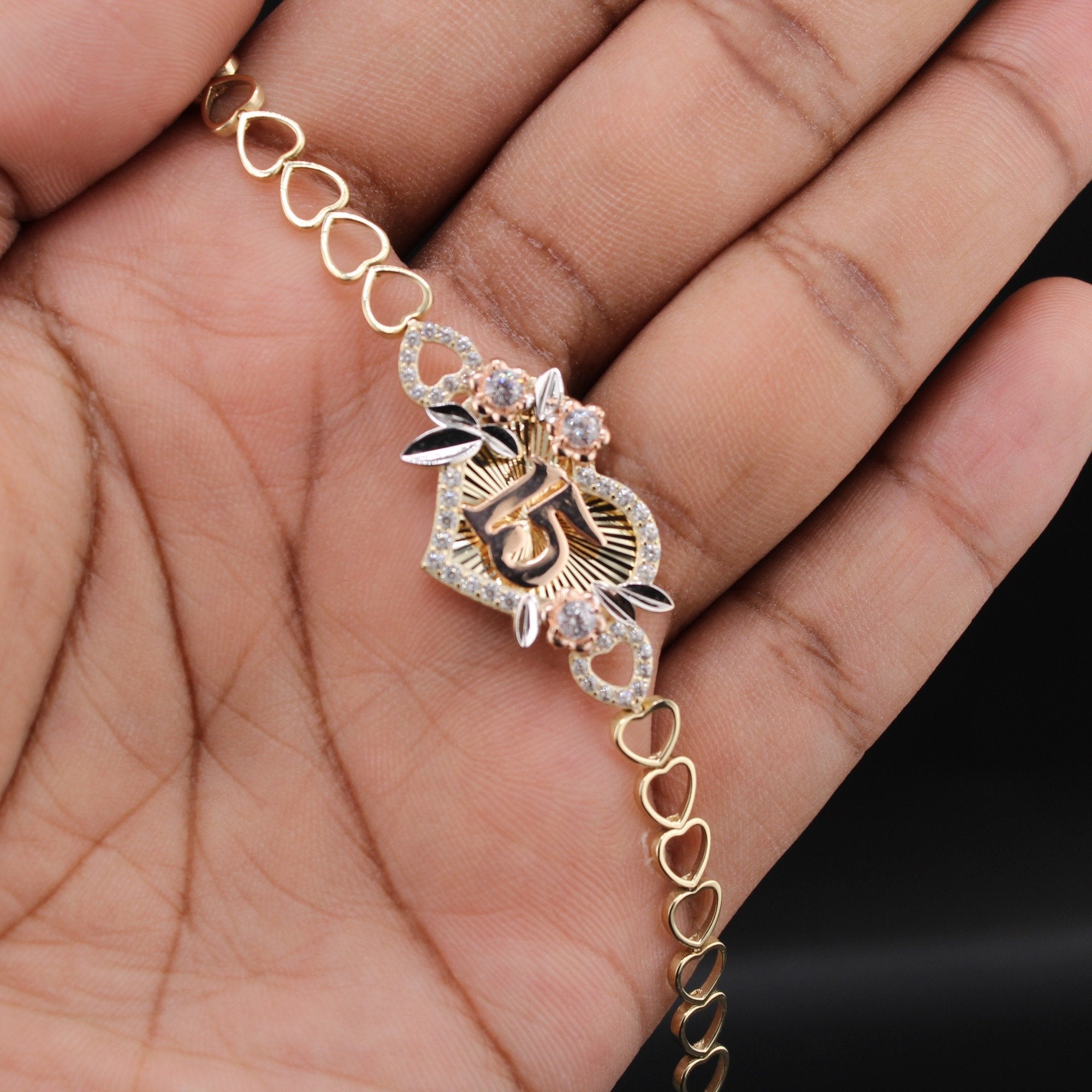 10K YG Quince Heart Bracelet 7in (5.3g)
