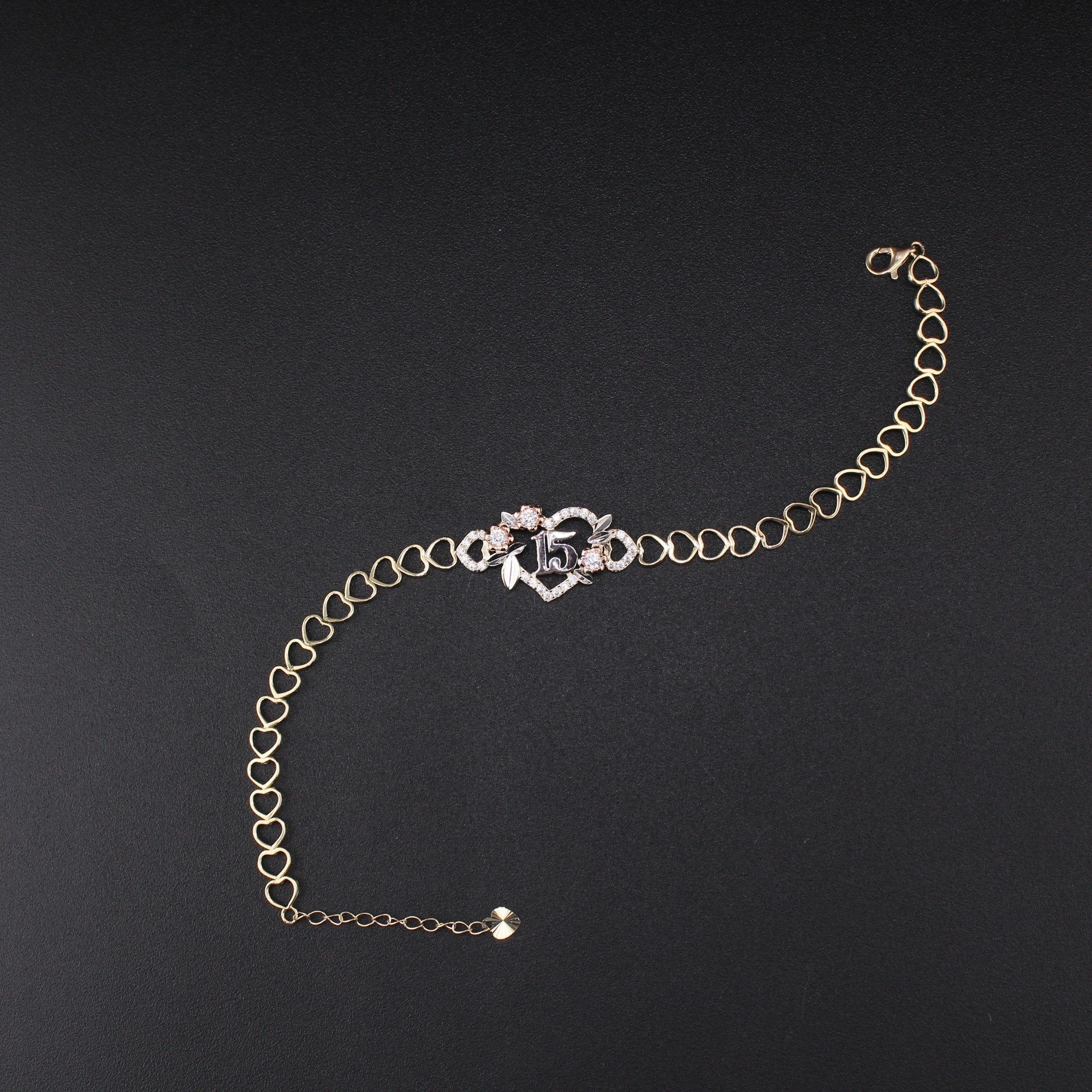 10K YG Quince Heart Bracelet 7in (3.2g)