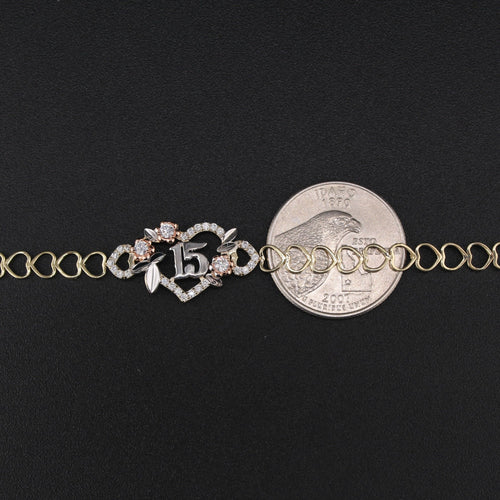 10K YG Quince Heart Bracelet 7in (3.2g)