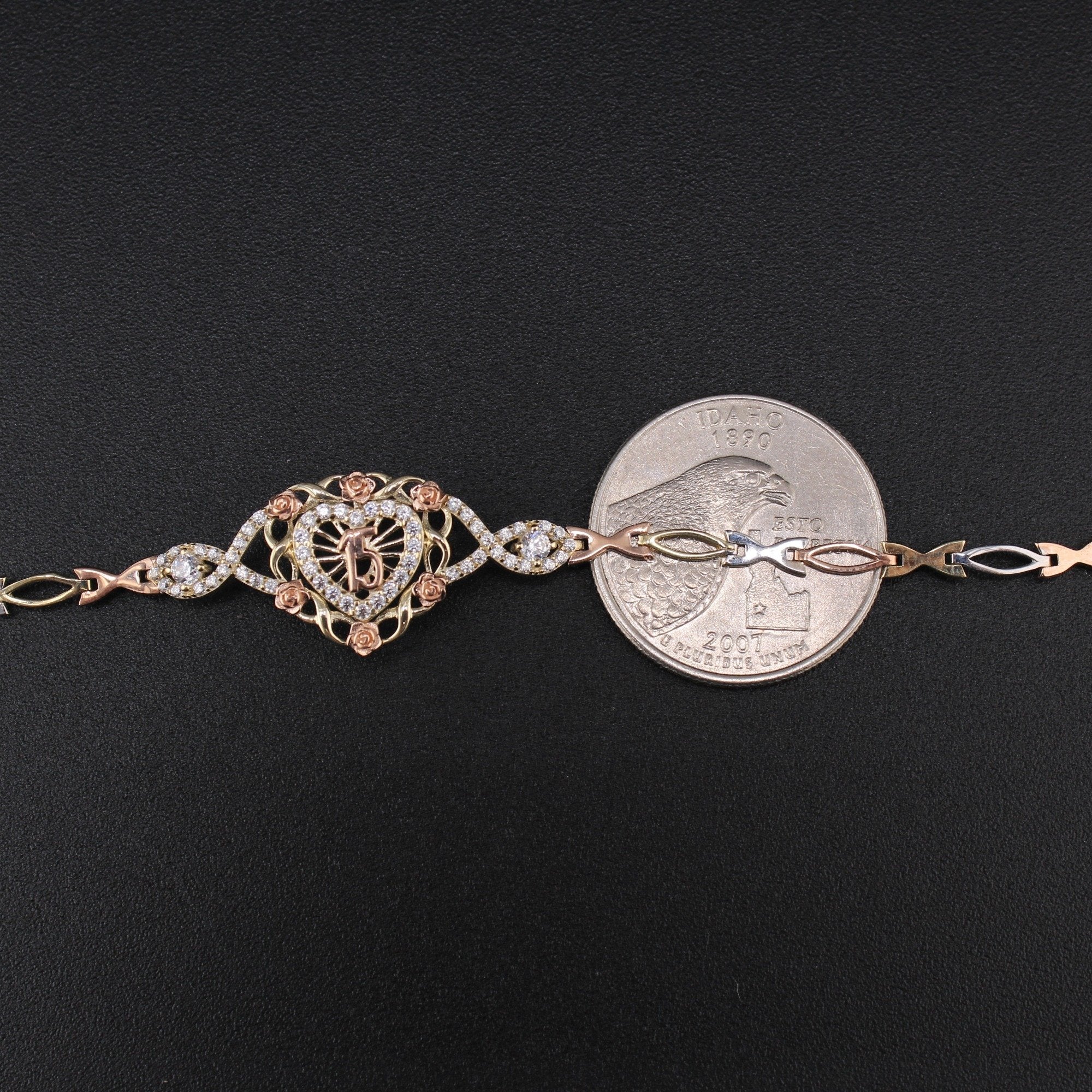 10K YG Quince Heart Bracelet 7in (3.1g)