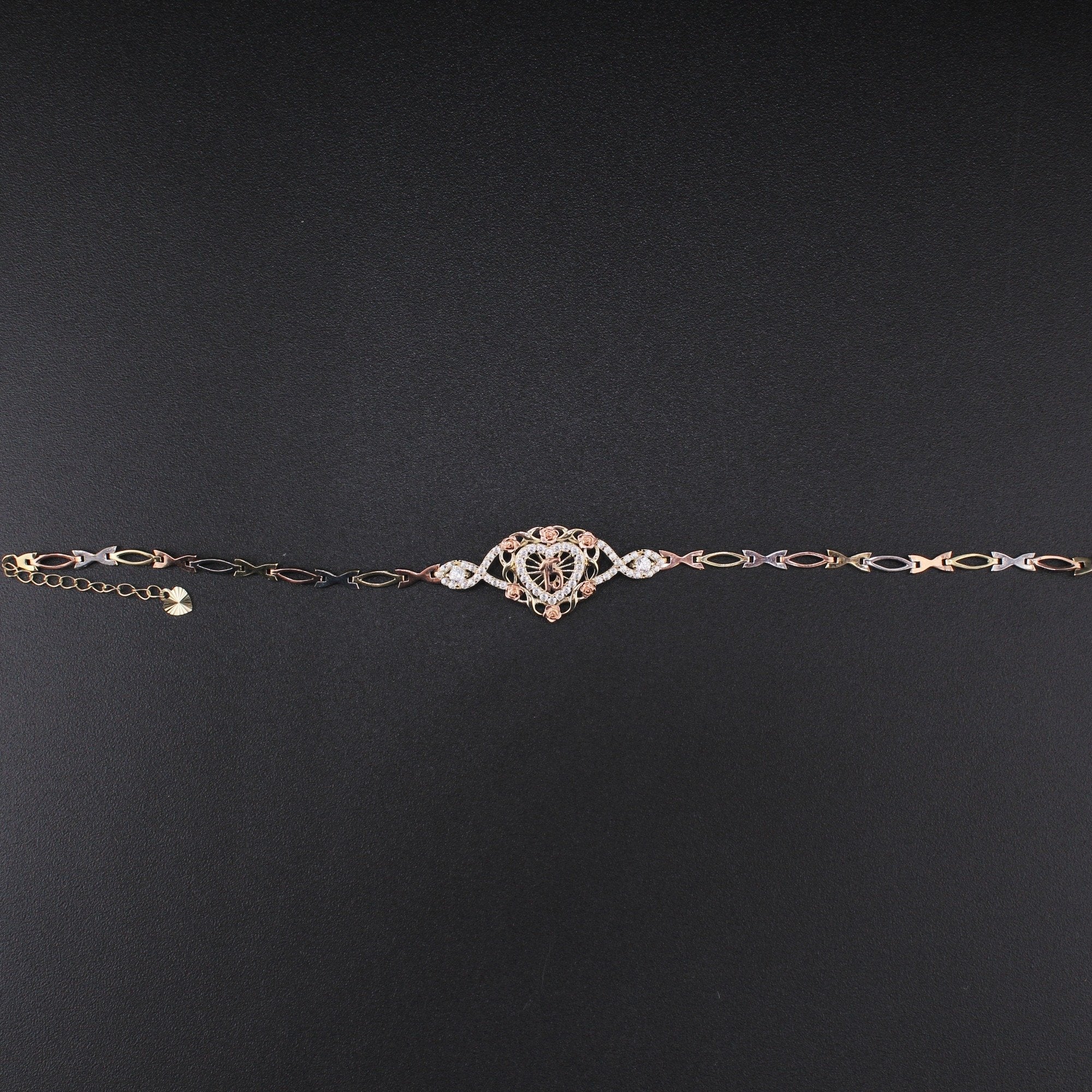 10K YG Quince Heart Bracelet 7in (3.1g)