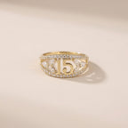 Real 14K Quinceañera Ring – anillo de quinceañera en oro sólido 14K – Oro Quince