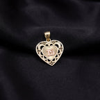 10K Gold Quinceañera Heart 15 Pendant close-up – dije 15 años corazón oro real
