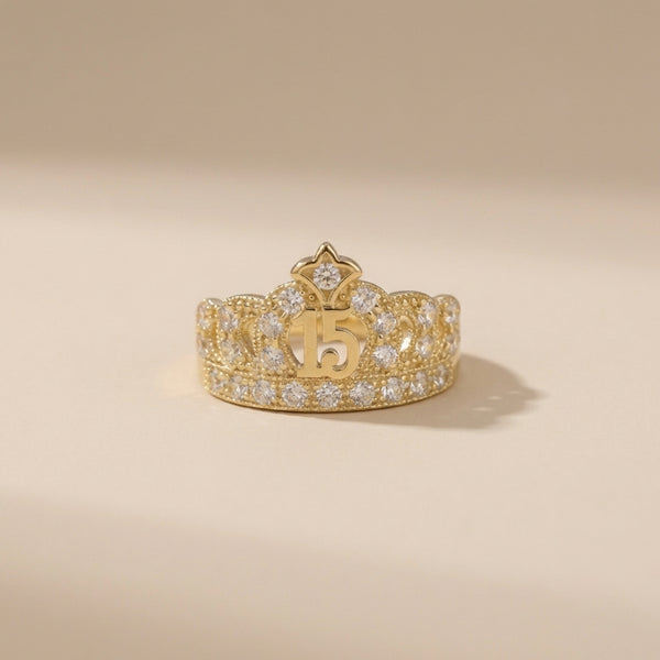 Real 14K Quinceañera Ring – anillo de quinceañera en oro sólido 14K – Oro Quince