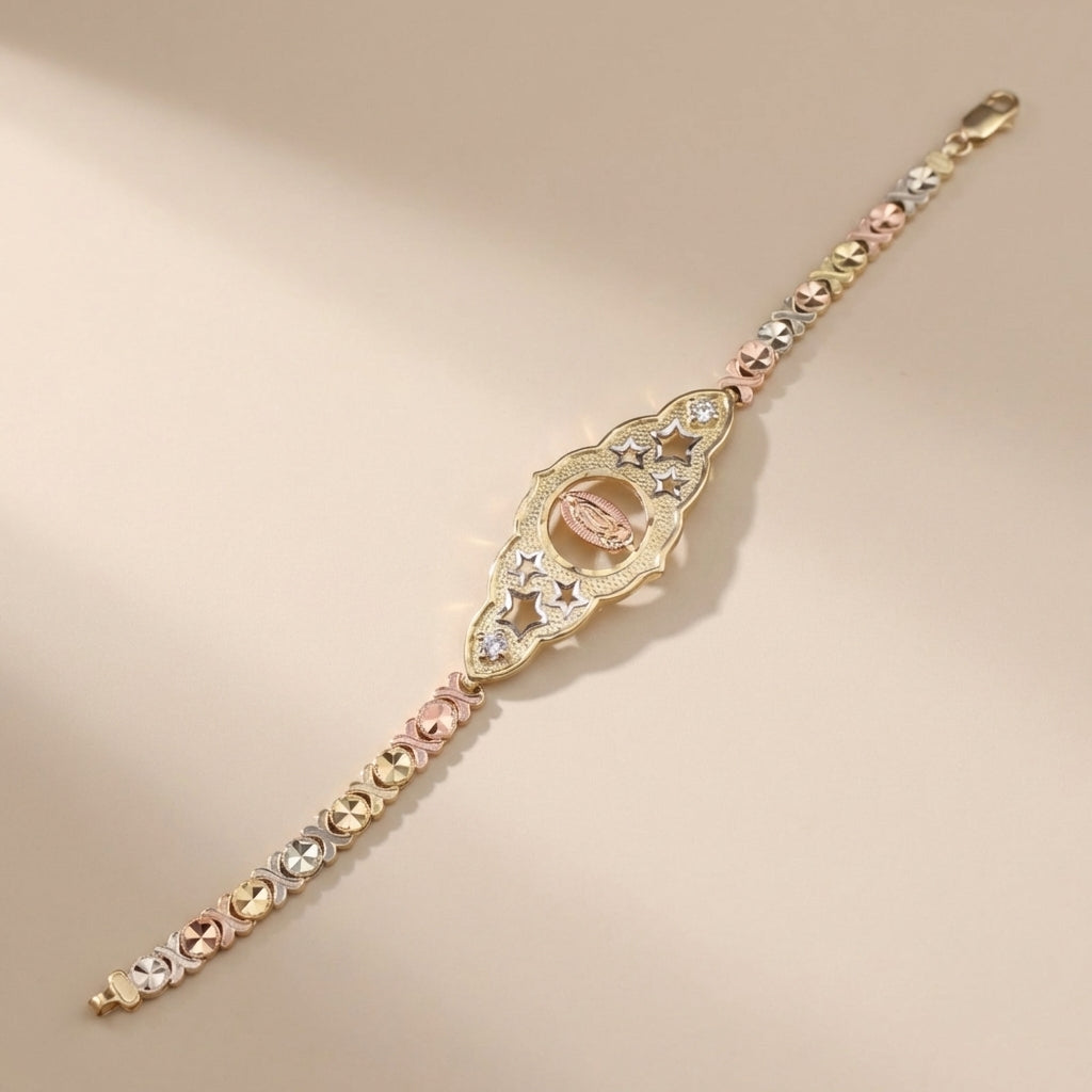 Real 14K Gold Virgin Mary Bracelet – pulsera de la Virgen María oro 14K quinceañera