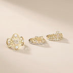 Real 10K Gold Quinceañera Rings on cream background – anillos 15 años oro real Oro Quince