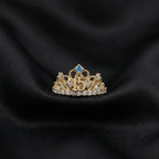 10K Quinceanera Crown Ring with Aquamarine Stone