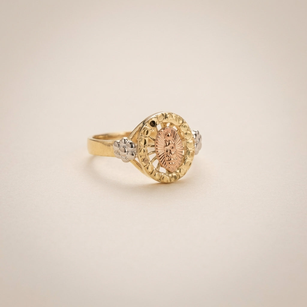 Real 14K Gold Virgin Mary Ring – Anillo de la Virgen María Oro 14K – Oro Quince