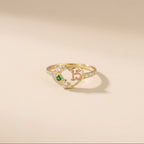 Real 10K Gold Quinceañera Ring Green Stone – anillo piedra verde quinceañera oro 10K