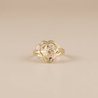 Real 10K Gold Quince Ring Rose Gold Flowers – anillo flores oro rosa quinceañera 10K