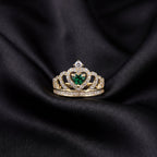 Real 14K Quinceañera Tiara Ring alternate view – anillo esmeralda 15 años oro 14K