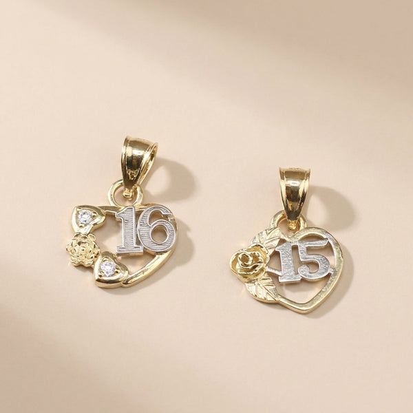 Real 10K Gold Quinceañera 15 Pendant – dije de 15 años en oro 10K real – Oro Quince