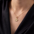 14K gold hibiscus flower pendant on chain – dije de flor en oro real para quinceañera