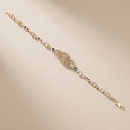 14K gold quinceañera bracelet 7 inch detail – pulsera de 15 años oro real no bañado