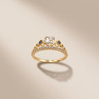Real 10K Gold Quinceañera Ring Blue Stones – anillo quinceañera piedras azules oro 10K
