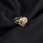 Real 14K Quinceañera Heart Ring with 15 and gemstones – solid gold Oro Quince