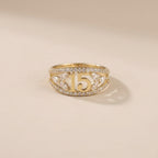 Real 14K Gold Quinceañera Ring side profile – sweet 15 ring solid gold stamped