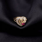 14K heart quinceañera ring with pink stone – anillo de corazón 15 años oro real