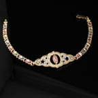 14K Quinceañera Virgin Mary Bracelet on display – pulsera Virgen María 14K Oro Quince