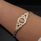 14K Gold Virgin Mary Bracelet detail close-up – pulsera de oro real 14K quinceañera