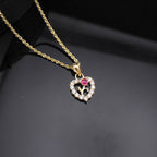 10K Real Gold Heart Rose Pendant