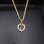 10K Real Gold Heart Rose Pendant