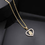 Real 10K Gold Heart Virgin Mary Pendant on cream – solid gold not plated Oro Quince