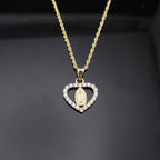 10K Quinceañera Virgin Mary Heart Charm detail – dije Virgen María oro 10K real