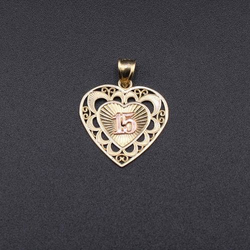 10K Gold 15th Quince Heart Pendant