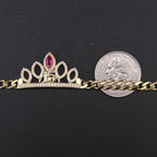 10K Quincenera Bracelet Pink Stone